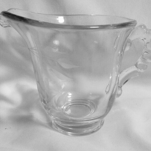 Vintage Imperial Candlewick Hughes Cornflower Etched Cream, Sugar and Tray J484 - Picture 8 of 9